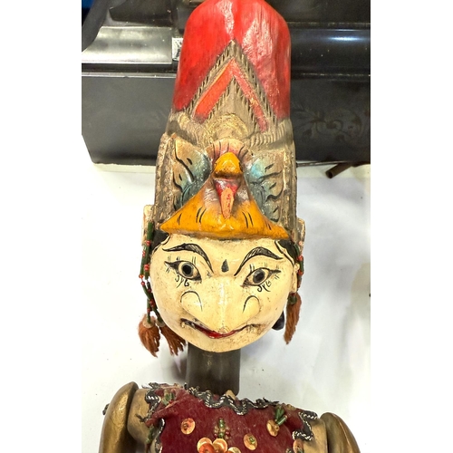 98 - Wayong Theatre, 2 Indonesian puppets, carved and painted wood heads.