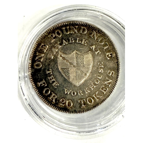 270 - A BIRMINGHAM TOKEN, 1812, 1s or £1 note payable at the Workhouse for 20 tokens.