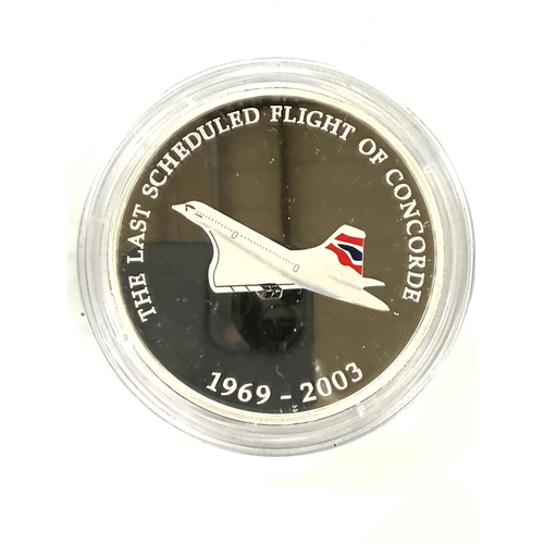 271 - LAST FLIGHT OF CONCORDE, commemorative medal, fine silver 156gm, one of 500 issued 2003.