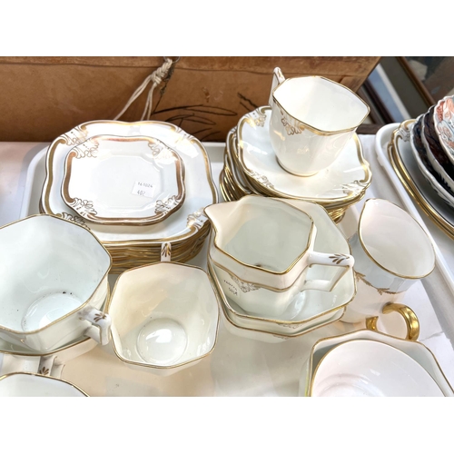 402 - A Best British Bone China Edifame tea service, white with gold trim, approx. 43 pieces; a pale blue,... 