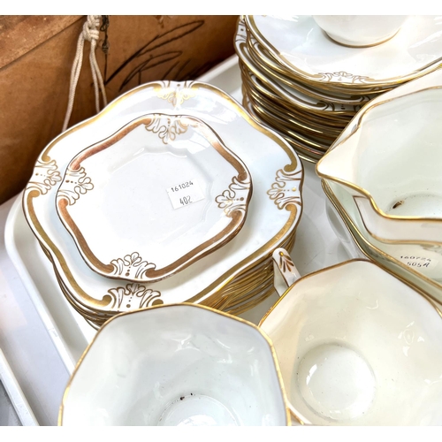 402 - A Best British Bone China Edifame tea service, white with gold trim, approx. 43 pieces; a pale blue,... 