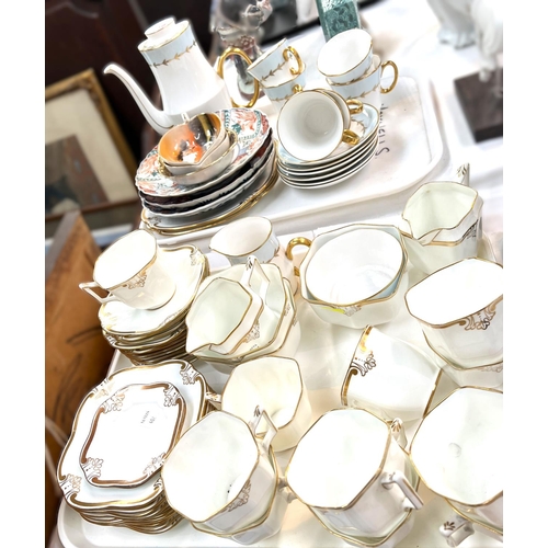 402 - A Best British Bone China Edifame tea service, white with gold trim, approx. 43 pieces; a pale blue,... 