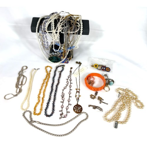 796 - A selection of bead and other necklaces and costume jewellery including Virginie Monroe necklace,  a... 