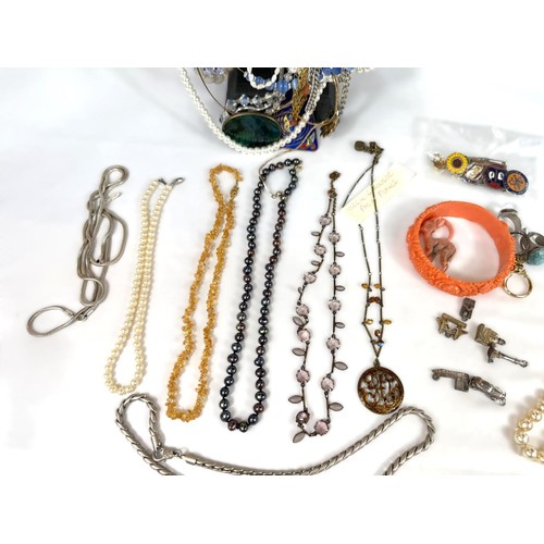 796 - A selection of bead and other necklaces and costume jewellery including Virginie Monroe necklace,  a... 