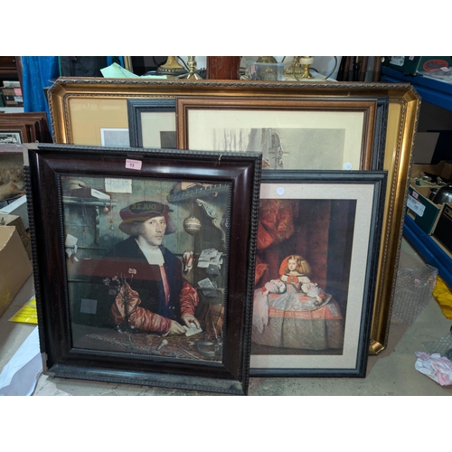 13 - A selection of traditional framed prints.