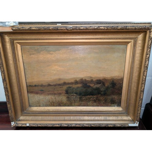 841 - James Hey Davies (1844-1930) landscape scene, oil on canvas, attributes on reverse, framed and glaze... 