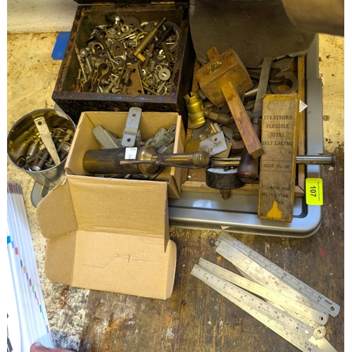 107 - A collection of tools, nuts, bolts etc.