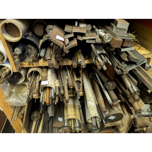 121 - A large assortment of metal stock of various types and sizes, mainly steel.