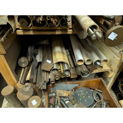 121 - A large assortment of metal stock of various types and sizes, mainly steel.