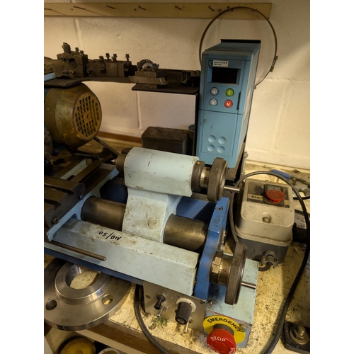 123 - A Russian-made universal lathe with digital attachment, dated 1996, model TW3 (?).