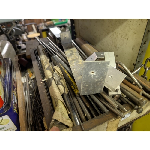 130 - A collection of stock steel, various forms and sizes, angles, tubes, plates, thread plate etc/some a... 