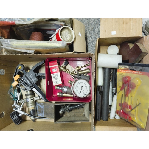 138 - Various tools, spray paint, sanding and other similar items