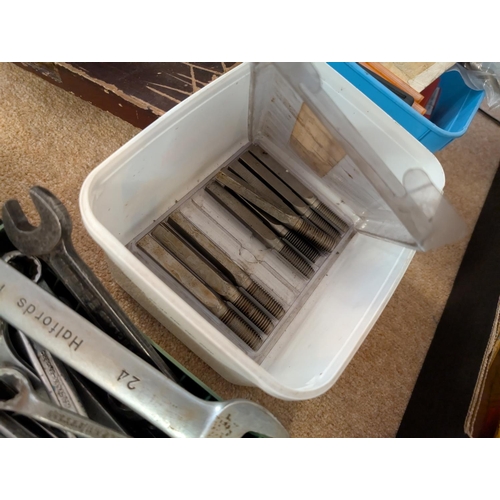 20 - Hand tools, a collection of various sized wrenches, threading tools, mitre etc.