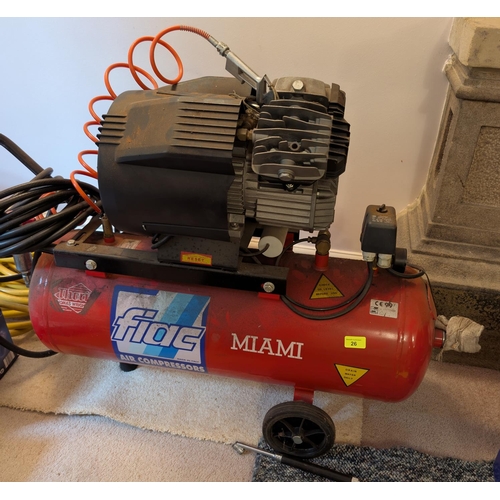 26 - A Faiac Miami air compressor VX 304 and tubing.