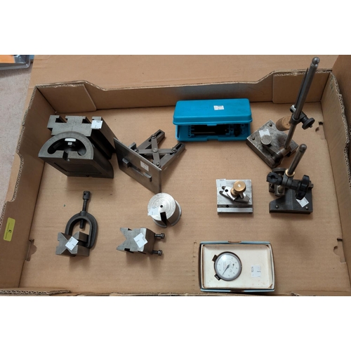 3 - Vice, clamps, measures etc. including tilting, special vice type, Moore & Wright 405 stand, V+ b... 