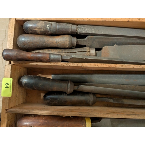 64 - A collection of vintage hand files with wooden handles, various makes, large sizes, 'Flat and rounde... 