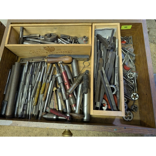 95 - A collection of thread cutters, reams, taps and dies in large quantities, various sizes and ... etc.