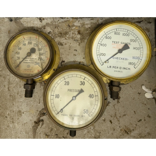 98 - Mather & Platt pressure gauge, and two other vintage ones.