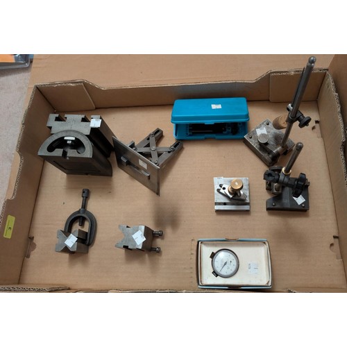 3 - Vice, clamps, measures etc. including tilting, special vice type, Moore & Wright 405 stand, V+ b... 