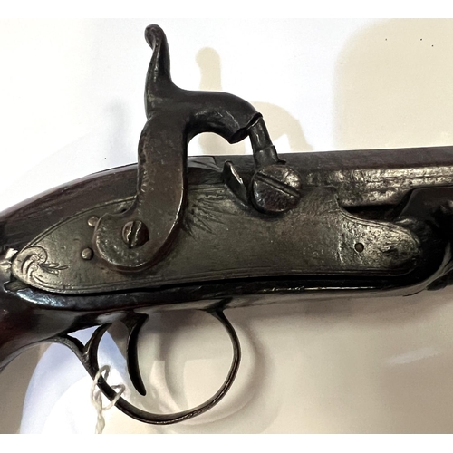 168 - A small short barrel converted percussion English pistol with etched plate. length 19cm