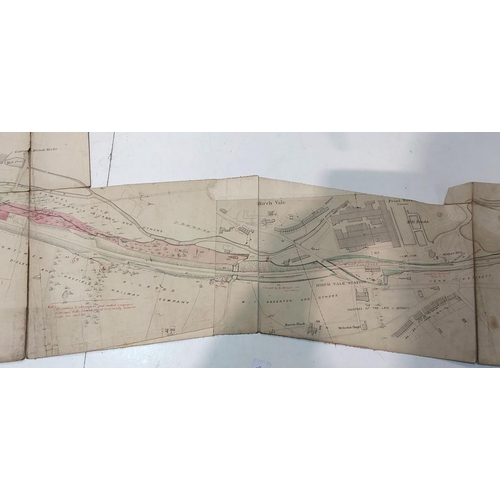 256 - RAILWAY MAP - No.6 Low Leighton to Hayfield, 19th century, hand coloured and with annotations.