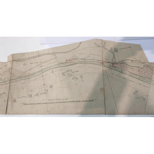 256 - RAILWAY MAP - No.6 Low Leighton to Hayfield, 19th century, hand coloured and with annotations.