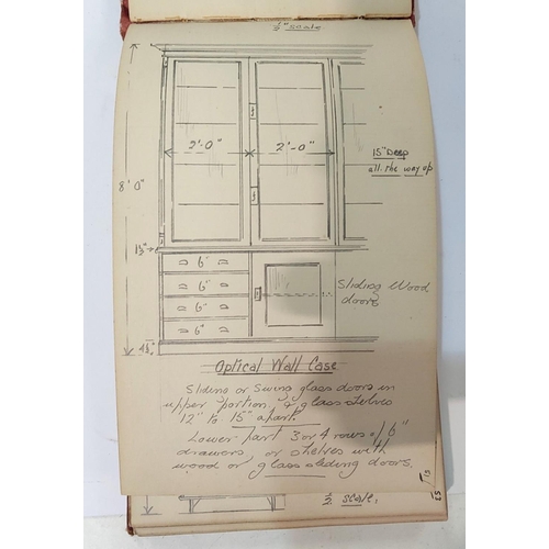 261 - DETAILS of SHOPFITTINGS,  a small album of scale drawings for opticians, confectioners, departm... 