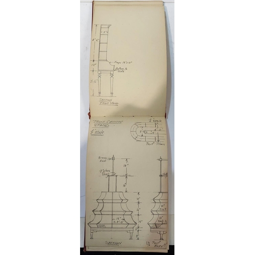 261 - DETAILS of SHOPFITTINGS,  a small album of scale drawings for opticians, confectioners, departm... 