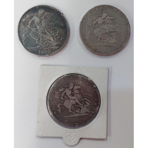 330 - Three Georgian crowns: 1819, 1820 and 1822