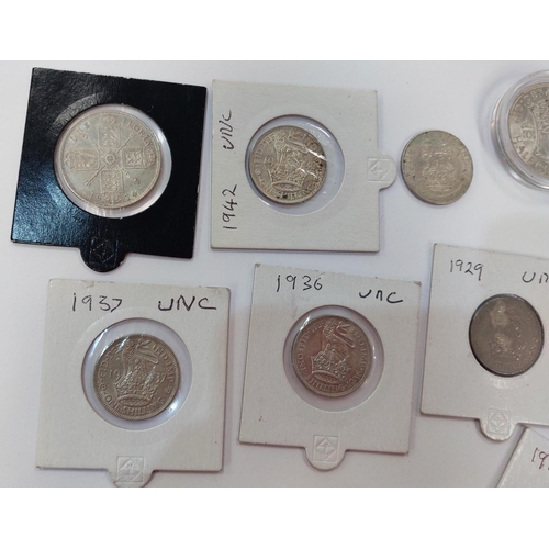 336 - A selection of GB pre 1947 silver coins in higher grade.