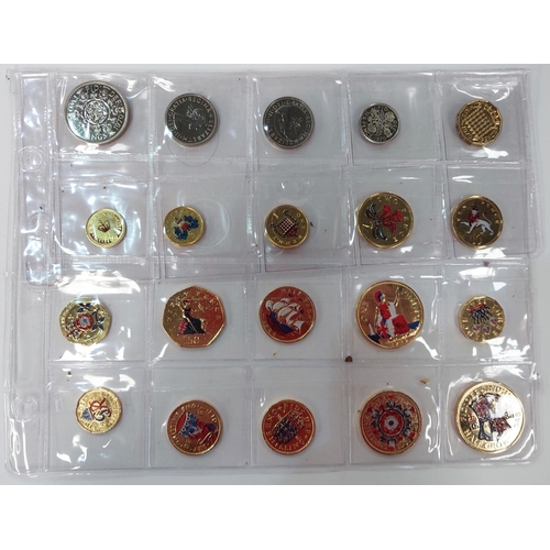 353 - A selection of GB enamelled coins and 4 1970 proof coins (20 in total)