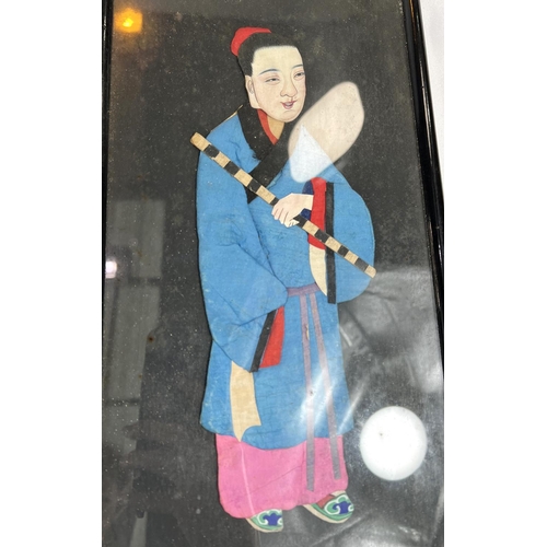 401 - Eight early 20th century Chinese 3 dimensional silk and water colour pictures of various characters ... 