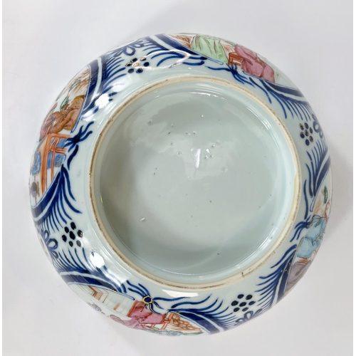 427 - A Chinese Qianlong period 'Mandarin Pattern' punch bowl with polychrome decoration to the outside, d... 