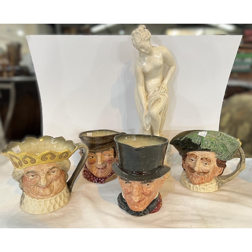 534A - Four large Royal Doulton character jugs Old King Cole, John Peel and Sam Weller and The Cavalier; a ... 