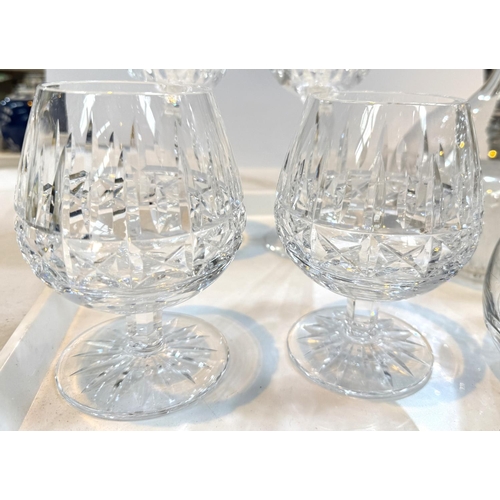 536 - WATERFORD GLASS - 2 pairs of glasses, brandy and hock; an unusual 19th century decanter, 2 other ite... 