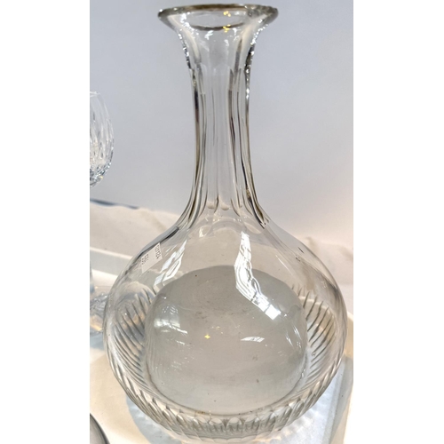 536 - WATERFORD GLASS - 2 pairs of glasses, brandy and hock; an unusual 19th century decanter, 2 other ite... 