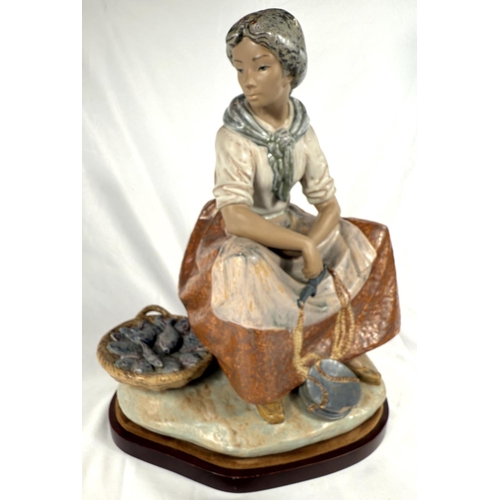 545 - A large Lladro group, seated fish seller, ht. 44cm (small chip to balance scales)