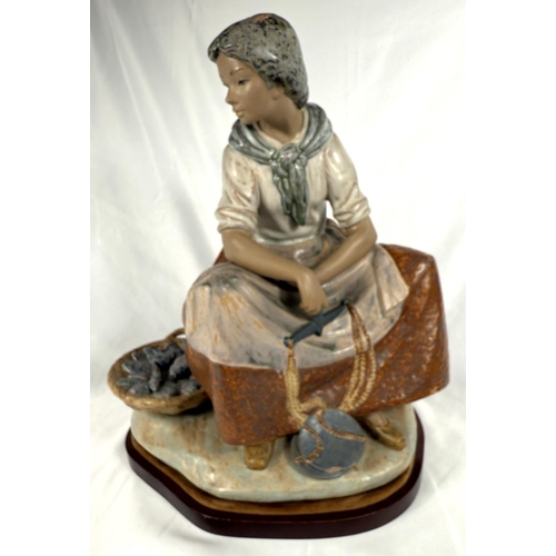 545 - A large Lladro group, seated fish seller, ht. 44cm (small chip to balance scales)