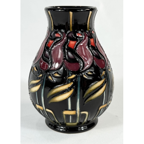 576 - A Moorcroft small baluster vase Night Rose designed by Nicola Slaney, with stamps dates and signatur... 