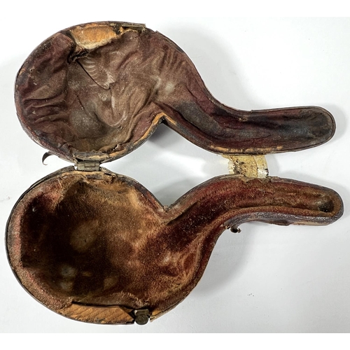 65 - A cased amber and Meerschaum pipe with chased silver mounts & a very realistic claw & egg bo... 