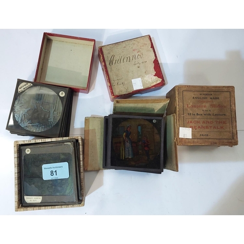 81 - Three boxes of magic lantern slides including 