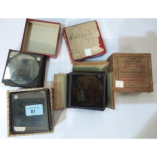 81 - Three boxes of magic lantern slides including 