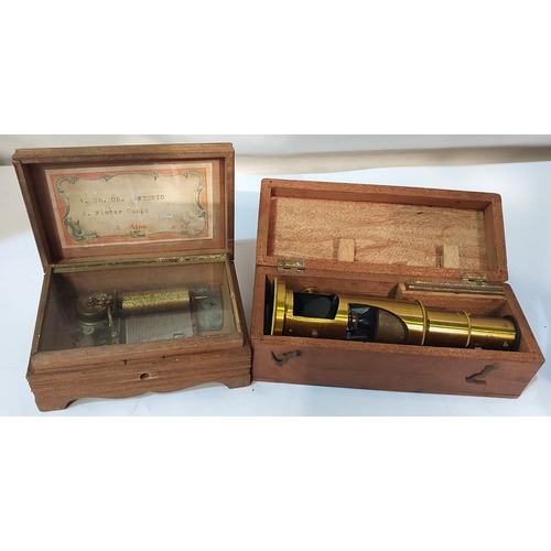 94 - A mahogany carved field/students microscope, magical box etc..