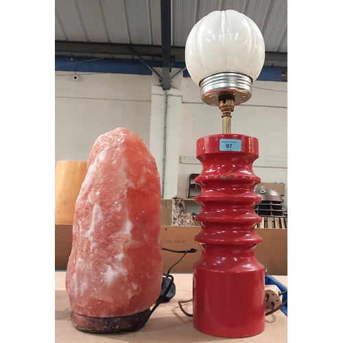 97 - A mid 20th Century vintage lamp and a rock salt lamp.