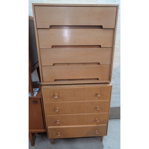 1007 - Two mid 20th century light wood chest of drawers and a similar dressing table.  Collection of b... 