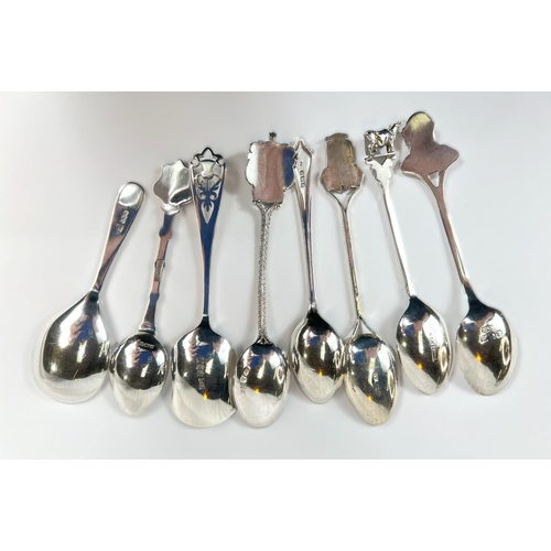 721 - A selection of hallmarked silver souvenir spoons, 3.5oz.