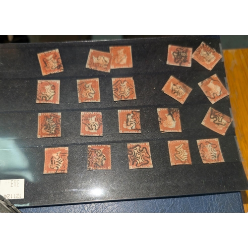 383C - A collection of Victorian penny red stamps with Maltese cross marks