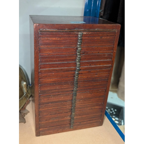 384 - A 19th century mahogany wooden coin collectors cabinet with fitted coin trays 45 in total