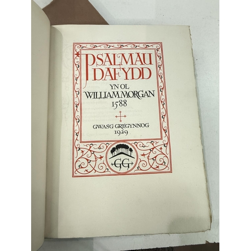 232 - GWASG GREGYNOG PRESS, 'Psalmar Dafydd' by William Morgan 1588, part leather with slip case, limited ... 