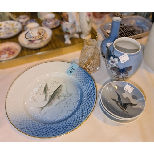 474 - Royal Copenhagen: including plate,pin dishes, 2 small vases etc.